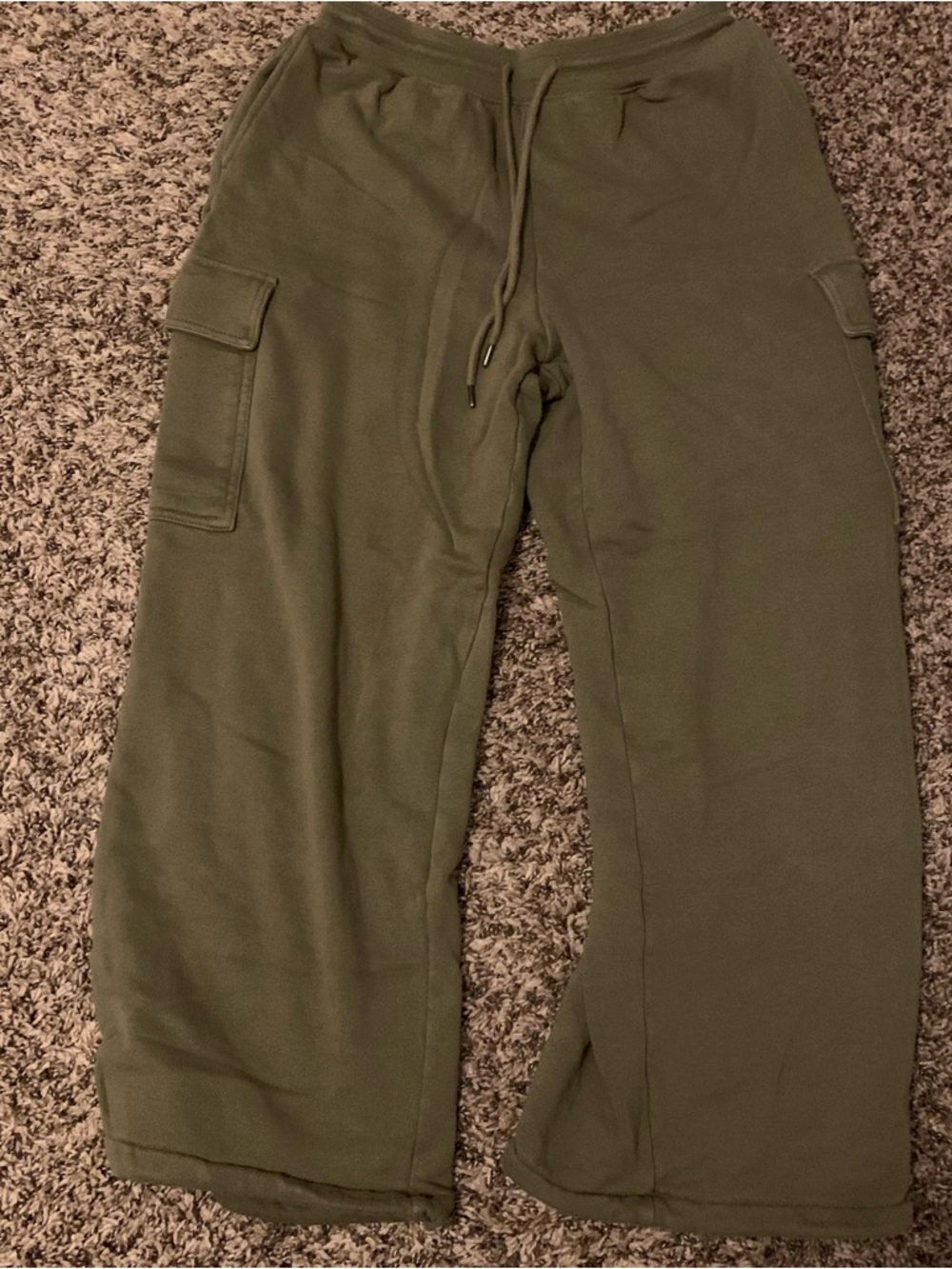 Olive Green Cargo Sweatpants